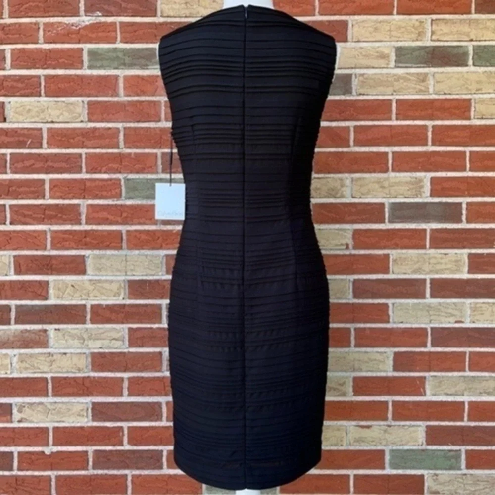 Calvin Klein Textured Round Neck NWT Black Sleeveless Mini Dress 👗